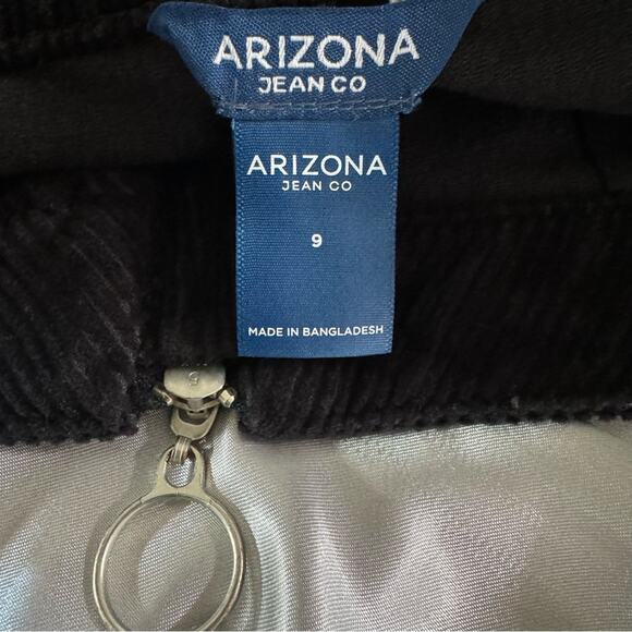 Y2K Black Corduroy Mini Zipper Skirt Size 9 Arizona Jean Co. - Picture 3 of 9